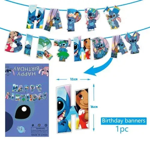 Lilo & Stitch Party Supplies Cup Plates Tablecloth Balloons Cake - DayShop