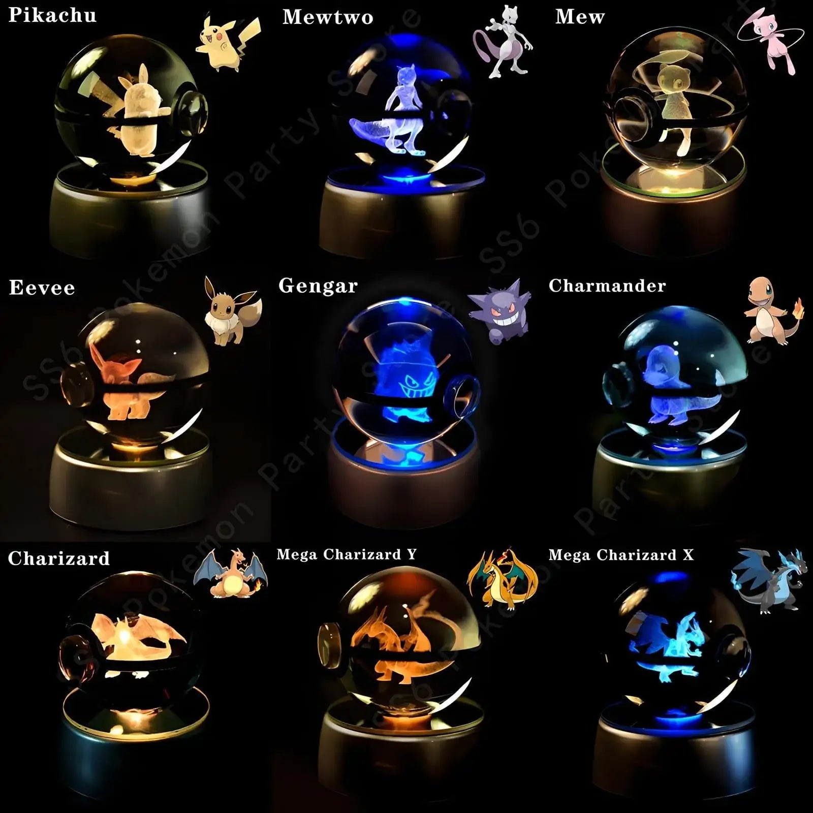 Boule de Crystal 3D Pokemon