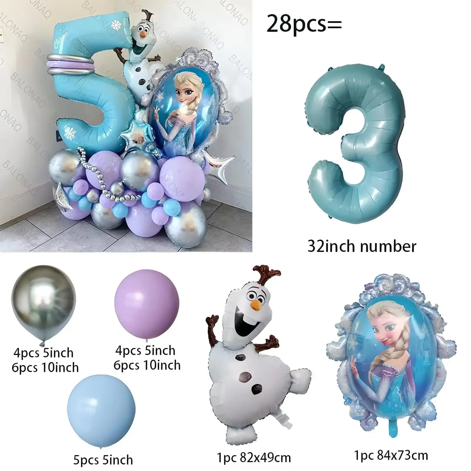 Lot de 28 Ballons La Reine des Neiges