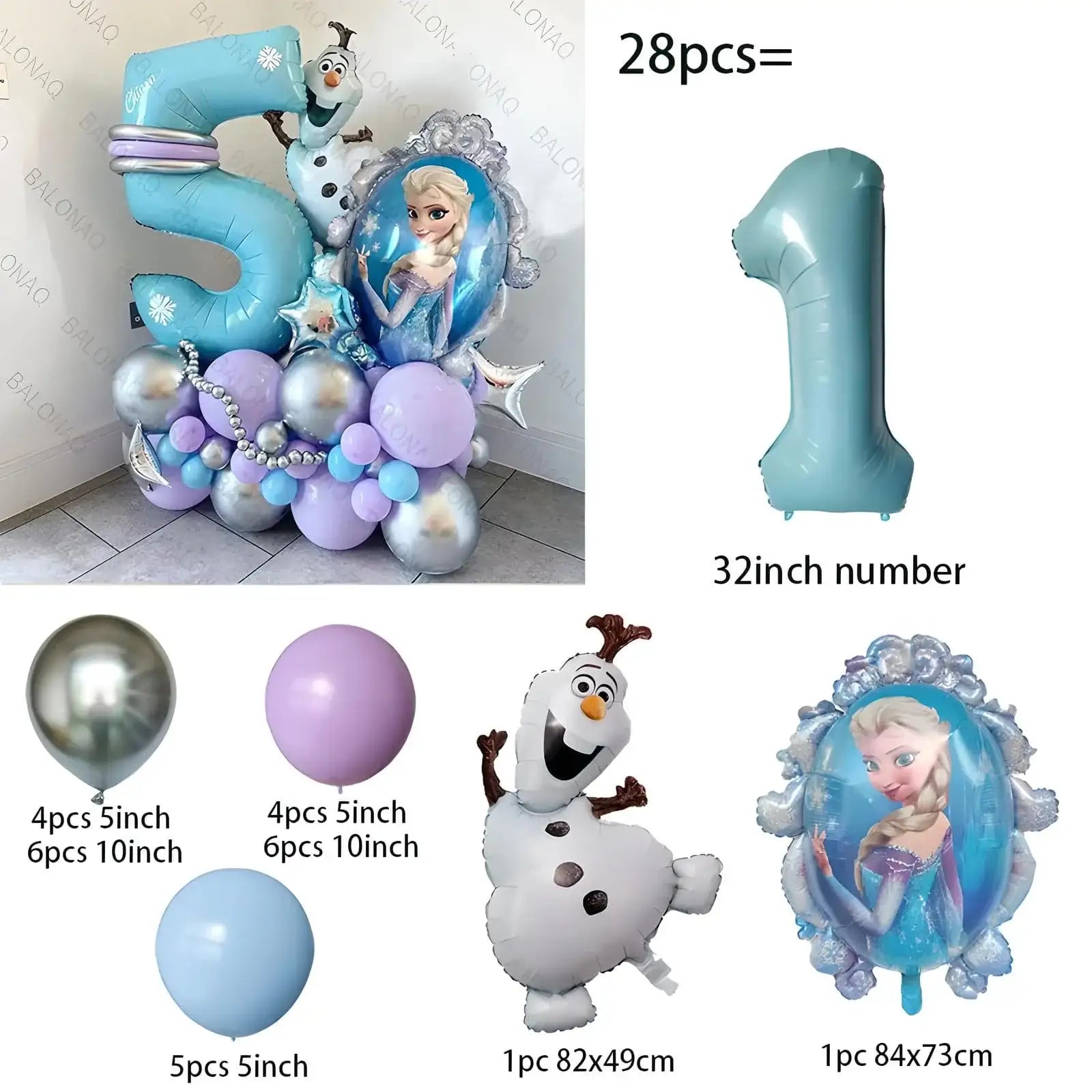 Lot de 28 Ballons La Reine des Neiges