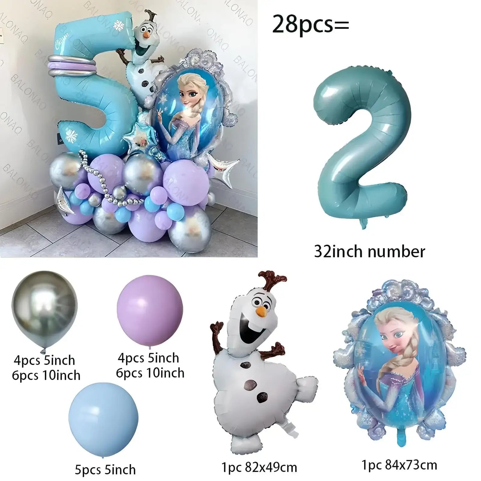Lot de 28 Ballons La Reine des Neiges